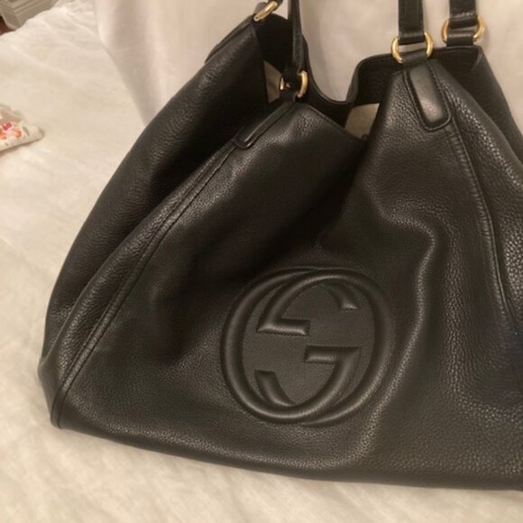 SOHO Gucci Black Largest SOHO Pebble Leather Shoulder Handbag - Picture 4 of 16